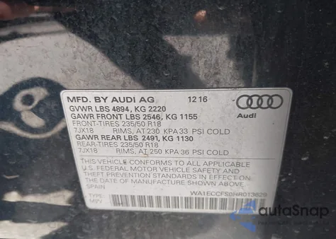 2017 Audi Q3 2.0T Premium z USA, uszkodzony, nr VIN WA1ECCFS0HR013629